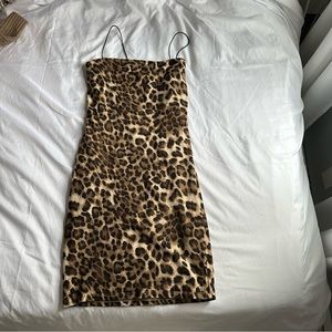 Spaghetti Strap Cheetah Print Bodycon Dress